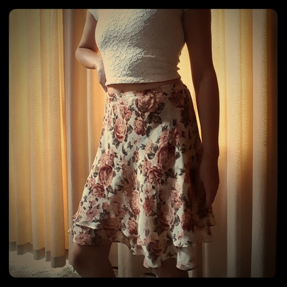 Feminine Flowing Floral Skirt
